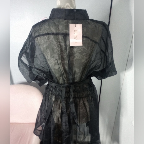 Misguided Black Sheer Women's Top - Picture 12 of 13